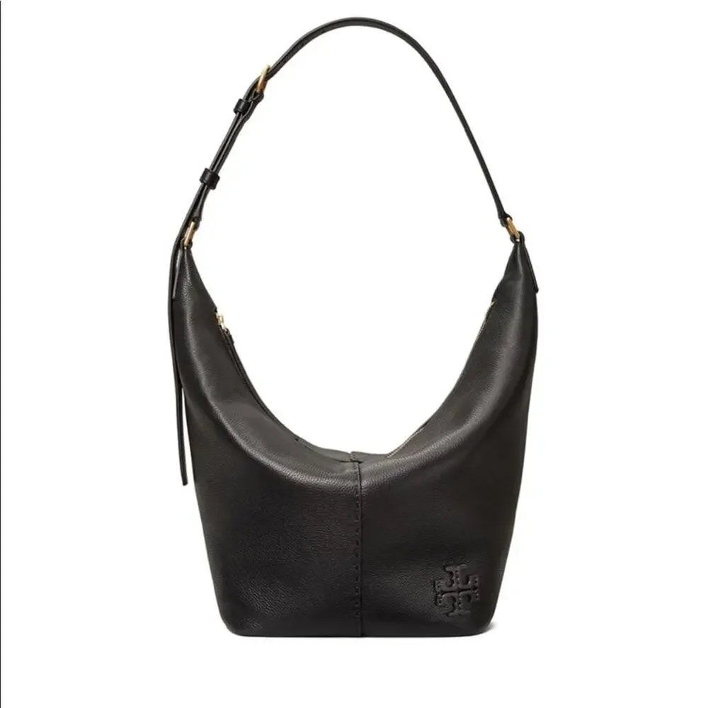 TORY BURCH McGraw Black Leather Bucket Bag